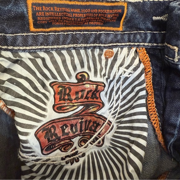 Rock Revival Benita Skinny Jeans Size 27 Dark Wash Fleur-de-Lis - Picture 6 of 9